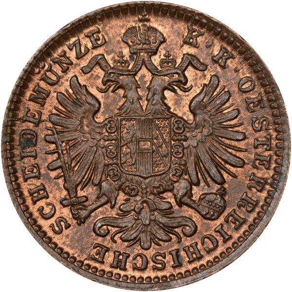 1 Kreuzer (1/100 Florin - large arms - w/o mint mark) — Reverse