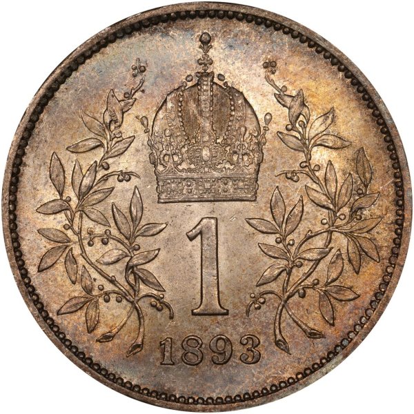 1 Korona (w/laurette - w/o designer name) — Obverse