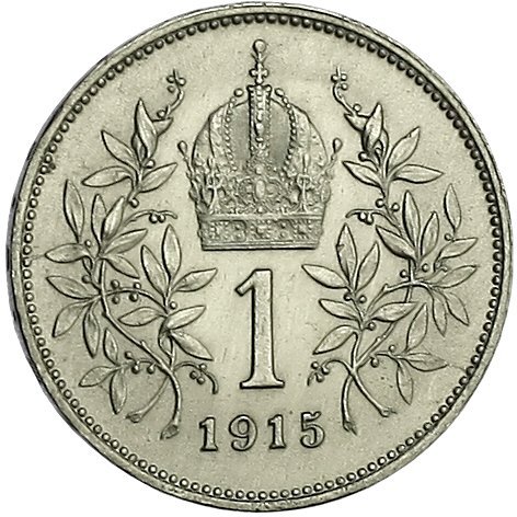 1 Korona (w/o laurette - w/designer name) — Obverse