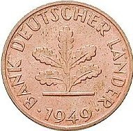 1 Pfennig (D, F, G, J) — Reverse