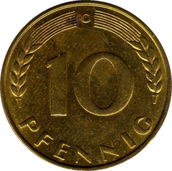 10 Pfennig (D, F, G, J) — Obverse