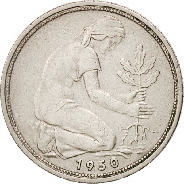 50 Pfennig (D, F, G, J) Reeded — Reverse