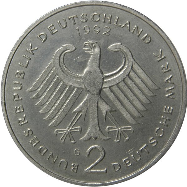 2 Mark (Jurist Kurt Schumacher - A, D, F, G, J) — Obverse