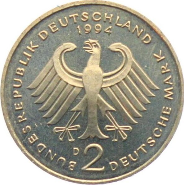 2 Mark (4th Chancellor Willy Brandt - A, D, F, G, J) — Obverse