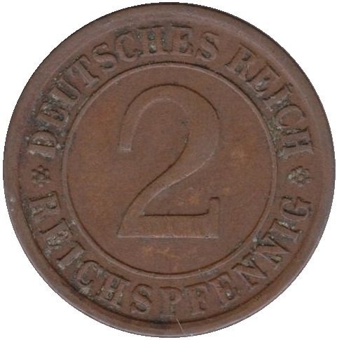 2 Reichspfennig (A, D, E, F, G, J) — Obverse