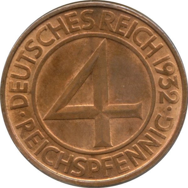 4 Reichspfennig (A, D, E, F, G, J) — Obverse