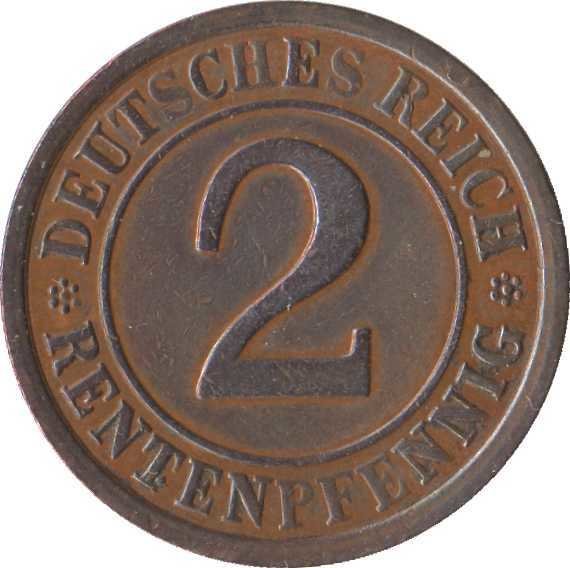 2 Rentenpfennig (A, D, E, F, G, J) — Obverse