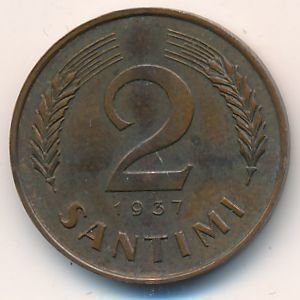 2 Santimi (Diameter 19.0 mm) — Obverse