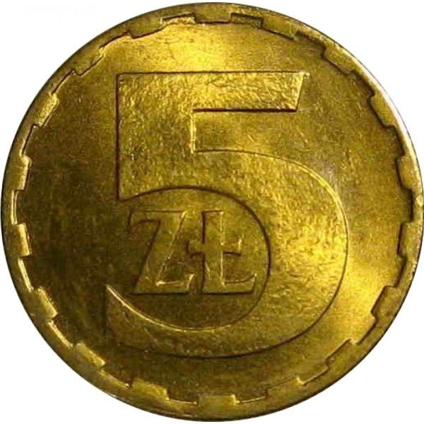 5 Złotych (thin legend) — Obverse